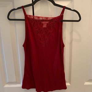 Red top with lace design